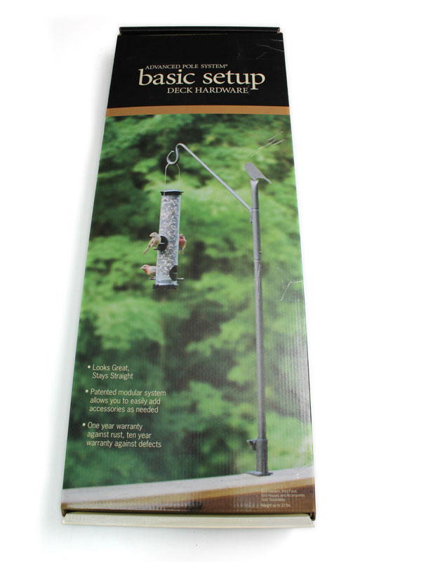 box for pole set with picture of bird feeder on front