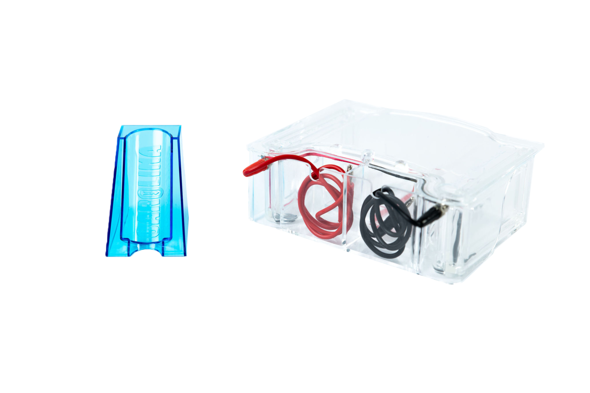 blue and clear plastic parts