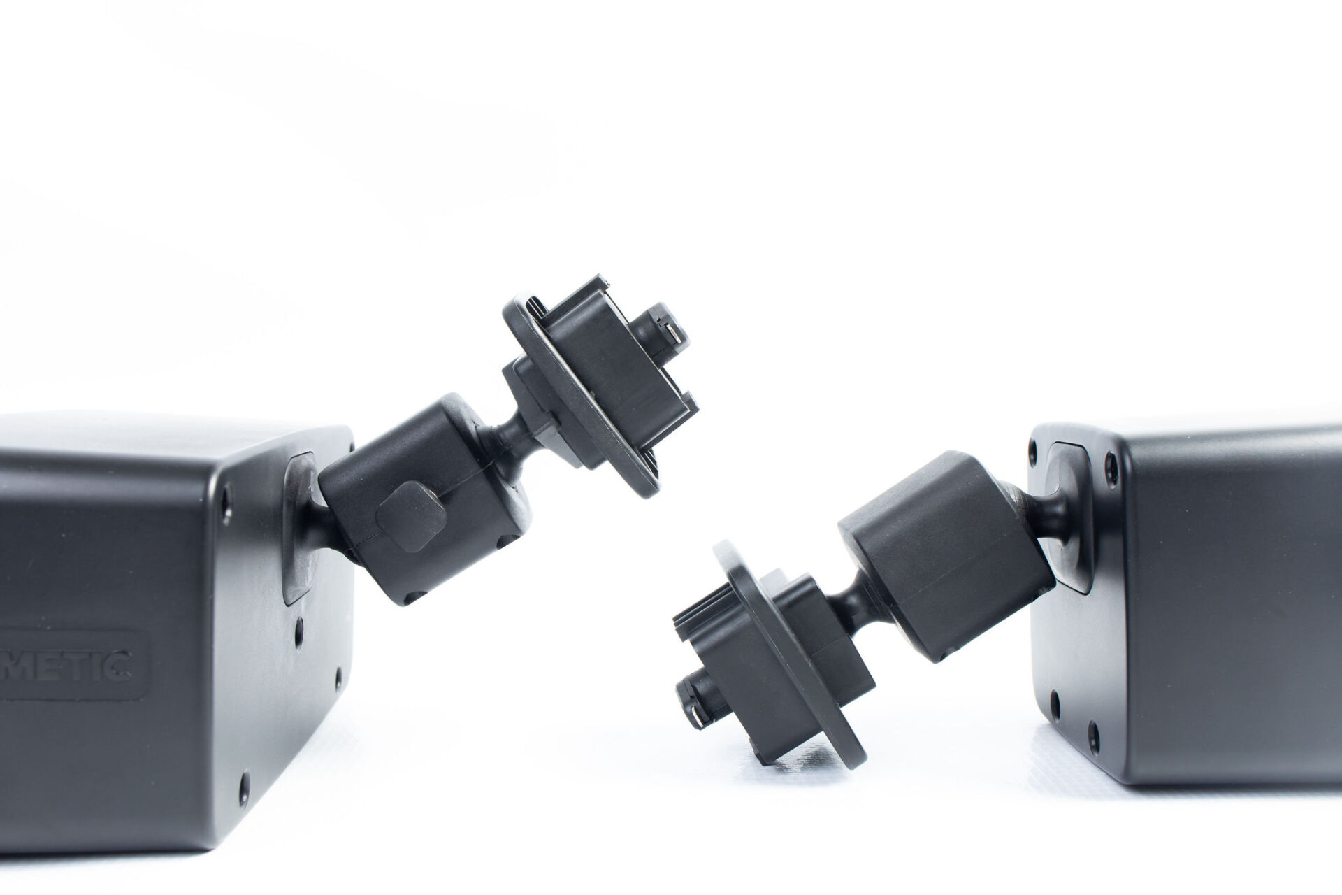 black plastic mounting devices